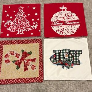 Festive Holiday Pillow Covers - Red, White, and Gold